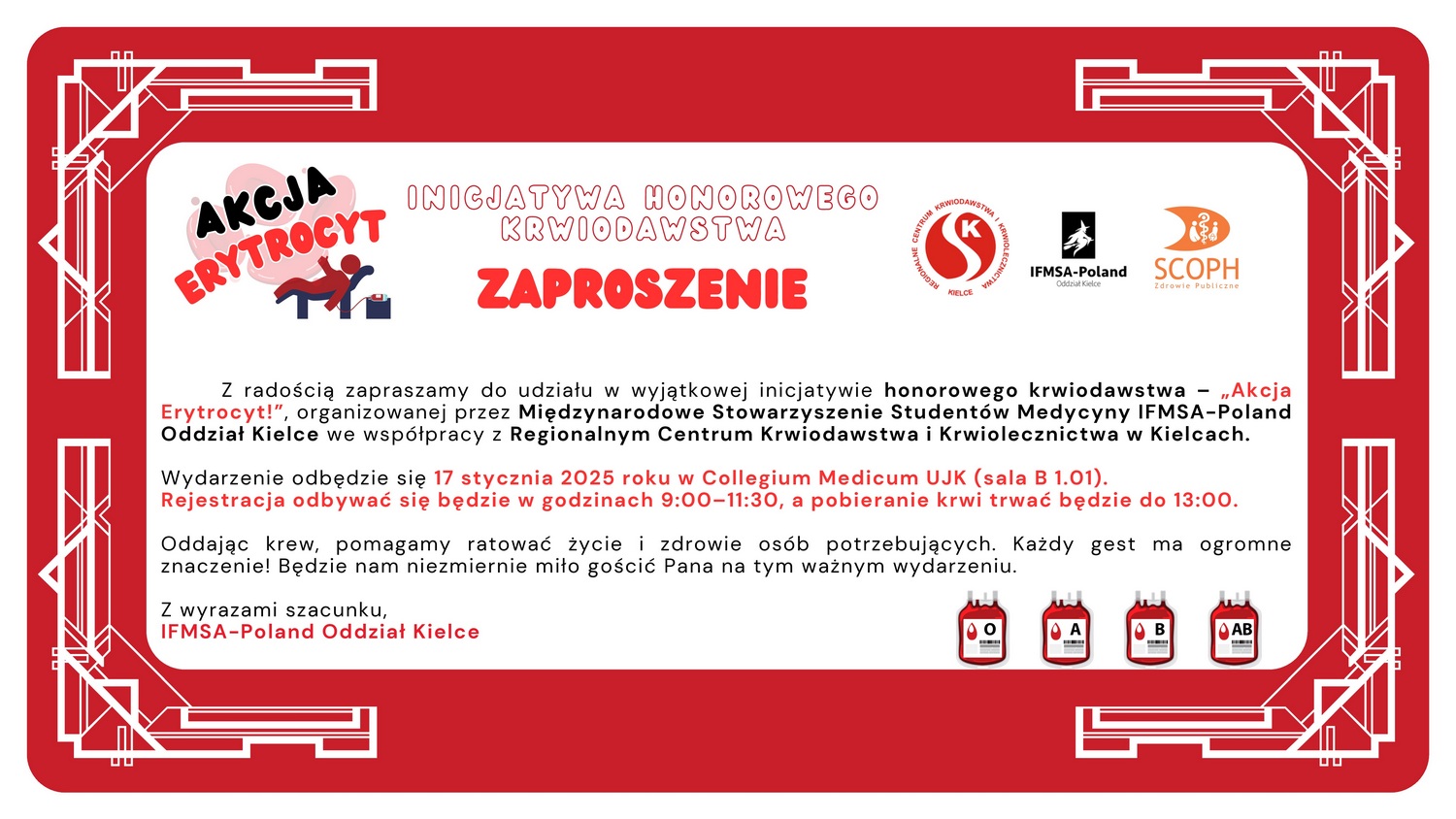 Zaproszenie na akcję Erytrocyt